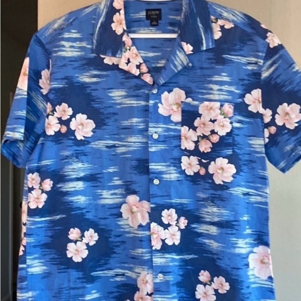 J. Crew Blue and Pink Casual Button Down Shirt